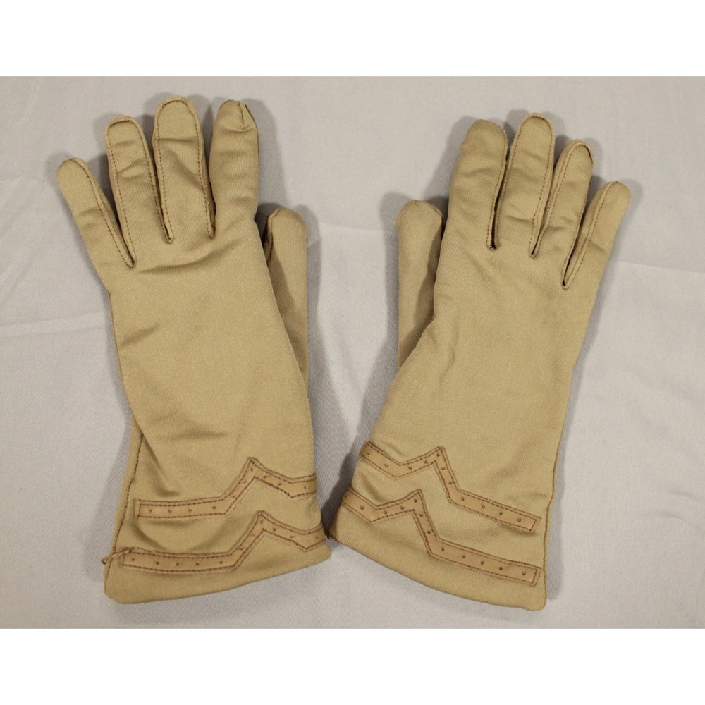 VTG FOWNES Stretch NYLON Beige WARM SWEATER KNIT LINER  Wrist Length Gloves OS
